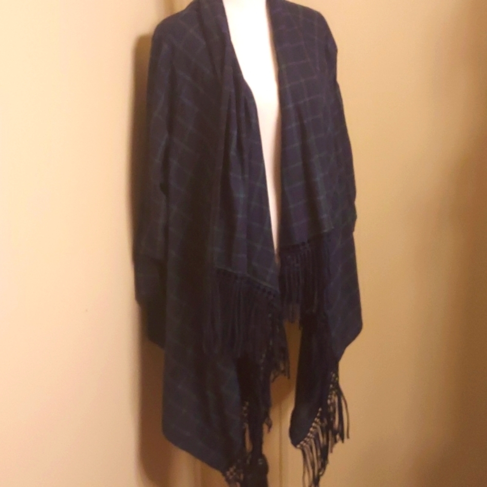 Navy/green shawl wrap by Davi & Dani